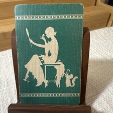 Vintage Linen Silhouette Lady & kitty Single Playing Card picture