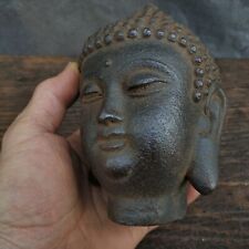 RARE Old Chinese Buddhist Fengshui Iron Carved Buddha head Statue picture
