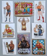 9 Rare VTG WCW Wrestling Hulk Hogan Vending Machine Stickers, Mr. T, Collectible picture