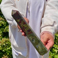 1.5LB Natural dragon blood stone Column Quartz Crtal Obelisk Energy Healing picture