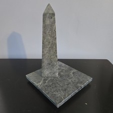 Vintage Pier 1 Imports Polished Green Marble Obelisk 8 in Square Plinth Base picture