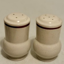 Hearthside Floral Expressions Salt & Pepper Shakers Beige Tan Cognac Rim JAPAN picture