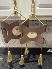 Vintage Pair Brown Metal Hanging Frames 3x3 picture