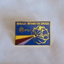 Vtg ATT Globe Universal Information Y2K  Advertising Gold Tone Lapel Hat Pin  picture