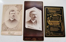 3 ANTIQUE FUNERAL DEATH MEMORIAL REMEMBRANCE CARDS 2 WITH PORTRAITS picture