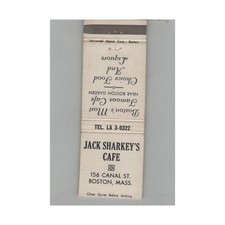 Matchbook Cover Jack Sharkey's Cafe Heavyweight Boxing Champ Schmeling Boston MA picture