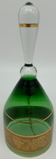 Green Glass Bell with Gold Grape Pattern Trim~Decorative Glass Bell picture