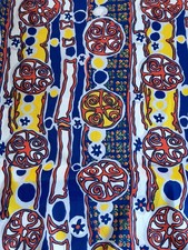 Circus Barnum Vibes 1960’s Geometric Wheels  Novelty Mid Century Vintage Fabric picture