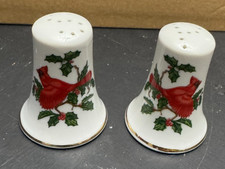 Vintage Lefton Japan #1067 Salt Pepper Shakers Cardinal Holly Berries Christmas picture