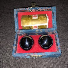 Vintage Chrome Baoding Balls - Chinese Health Meditation Balls In Brocade box picture