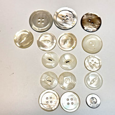 Vintage Mother of Pearl Buttons Lot of 5 sets & 5 single White & Taupe 16pcs picture