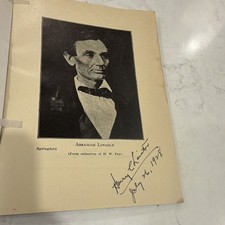 RARE 1927 Lincoln in Springfield Paul Angle 2nd Imp Fold-Out Map Vintage Inscr picture