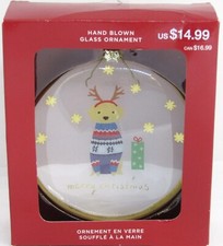Vintage, Hand Blown Glass Ornament, Merry Christmas.  NIB. picture