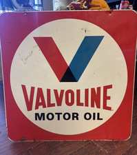 Vintage Original Valvoline Motor Oil Metal Sign 30x30 2-Sided Gas Station Curb picture