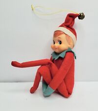 Vintage Christmas Pixie Elf Knee Hugger JAPAN Plastic Tree Felt Side Eye  picture