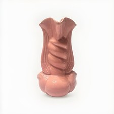 Vintage Niloak Art Pottery Pink Twisted Vase W/Wings  6.5”, Circa 1940's picture
