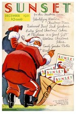 🎅 Sunset Magazine (1931) Christmas Cover Poster - Santa Art 24x36” Premium Art picture