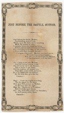 Just Before the Battle, Mother Civil War Song Broadside c.1863–64 De Marsan NY picture