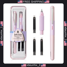 Writech Fine Nib Fountain Pen Set with Soft Grip, Refillable Ink, Black picture