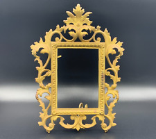 Antique French Large Embossed Gold Gilt Bronze Brass Photo Picture Frame W/Easel picture