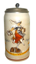 2011 Munich Oktoberfest Schutzenliesl lidded 1L Masskrug German Beer Stein picture