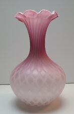 VTG  Webb Mt. Wash Pink Mother of Pearl Diamond Optic Satin Cased Art Glass Vase picture