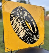Vintage Michelin Tire Porcelain Enamel Sign Made France Courbevoie Paris 15.75