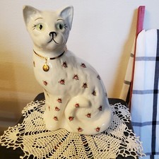 Vtg Arthur Wood Staffordshire Style England  Cat fig 11” Handpainted  AS-IS Chip picture