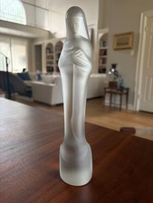 Vtg 1929 Art Deco Stef Uiterwaal Leerdam GSUL Frosted Glass Madonna Child Statue picture