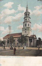 Charleston South Carolina St. Michael's Church Street View Raphael Tuck Postcard picture