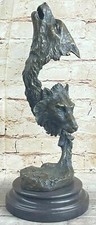 Large Cast Family Wolf Wolves Bust Bronze Sculpture By Lopez Statue Figure Deal picture