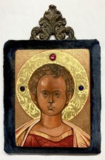 Christ Emmanuel hand-painted folk art icon by Vermont artist Dorian McGowan 1978 picture