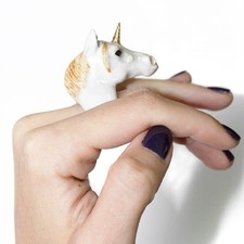 Nach Bijoux Unicorn Handpainted Porcelain Ring France Rare Small 5.5 to 6 NIB picture
