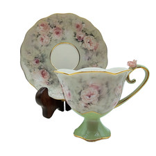 Vintage Lena Liu's Precious Blossoms Teacup & Saucer Blushing Beauty Rose Floral picture