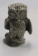 Vintage Kirk Pewter Owl Figurine Silver tone Figurine 1 3/4 Inch  picture