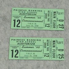 Vintage 1946 Phineas Banning High School Commencement Tickets Wilmington CA picture