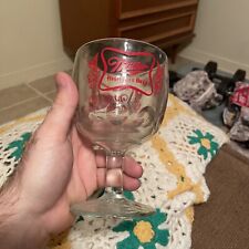Vintage Stemmed Thumbprint Goblet Beer Glass MILLER HIGH LIFE picture