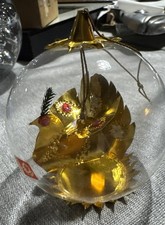 Vintage Resl Lenz Glass Christmas Ornament Gold Punched Foil Bird Spinner B picture