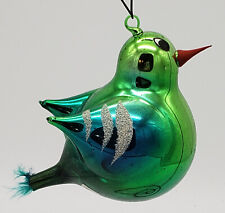 Large Green Bird ~ Blown Glass Ornament ~ Made in Italy ~ Vintage picture
