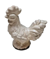 Vintage Ceramic Rooster Figurine Farmhouse Country Decor White Chicken Figurine picture