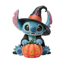 Jim Shore Disney STITCH WITCH BY JACK-O-LANTERN FIGURINE-WITCHY STITCH 6017942 picture
