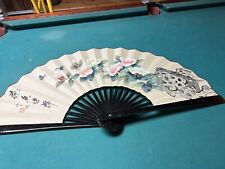 LARGE VTG 36” X18” ASIAN. CHINESE WALL FAN DECOR ART picture