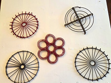 Antique Lot of 5  Metal Wire Trivets,  approx. 6 inches picture