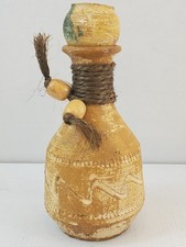 Vintage Terra Cotta Pottery Jug Handmade Ornate Hand Carvings With Lid picture
