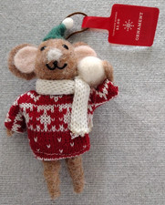 NEW 2018 Target Whimsical Felt Mouse Christmas Ornament Snowball Sweater NWT picture