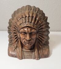  Ceramic Native American Indian Chief Bust Brown,  picture
