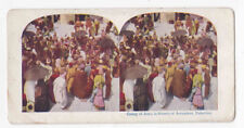 Antique 1890s Jews In Discussion In The Streets Of Jerusalem Stereo Card P323 picture