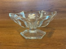 Vintage Etched Glass Foral Style Pedestal Candy Bowl - 3.5