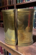 Pair Of Vintage Brass Weighted Column Bookends Polished Brass Patina 7.25” Tall picture