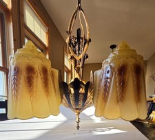 Vintage 5 Light Slip Shade By Lincoln. Art Deco. For Parts Or To Be Rewired. picture